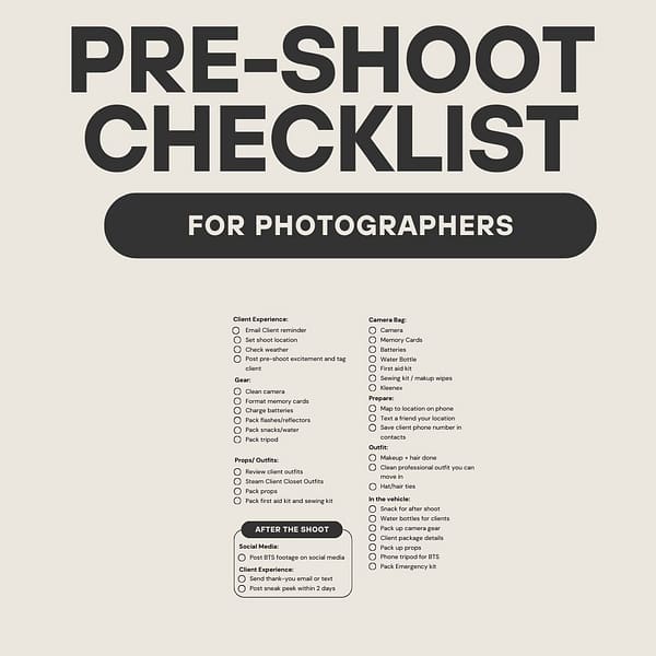 Pre-Shoot Checklist for Photographers